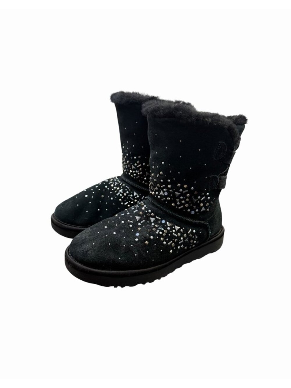 UGG Classic II Galaxy Bling Black Suede Crystal Sheepskin Boots Women’s Size 6